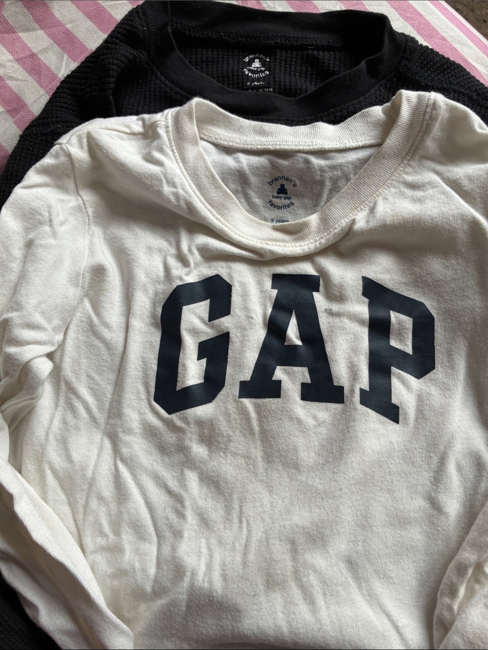 GAP White Long-Sleeve Tee with Navy Logo
